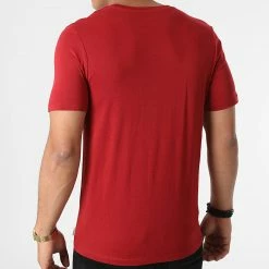 Bon marché 🥰 Tee 👚 Shirt Organic Basic Rouge Foncé de Jack And Jones ✔️ -Jack And Jones Soldes jack and jones 274437 12156101 RED DAHLIA 20210720T163222 04