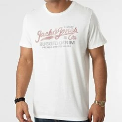 Promo 😉 Tee 👚 Shirt Booster Beige de Jack And Jones 🧨 -Jack And Jones Soldes jack and jones 274694 12198909 CLOUD DANCER 20210722T151642 01