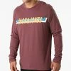 Promo 👏 Tee 👕 Shirt Manches Longues Tyler 12197414 Bordeaux de Jack And Jones 🔥