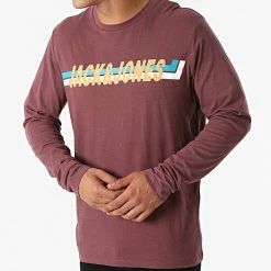 Promo 👏 Tee 👕 Shirt Manches Longues Tyler 12197414 Bordeaux de Jack And Jones 🔥 -Jack And Jones Soldes jack and jones 276321 12197414 CATAWBA GRAPE 20210729T161014 03