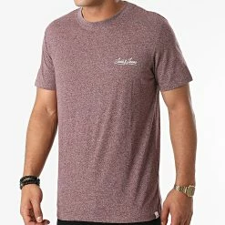 Meilleur prix 🎉 Tee 👚 Shirt Tons Bordeaux Chiné de Jack And Jones ✨