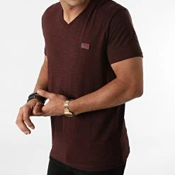 Meilleure affaire 💯 Tee 👚 Shirt Col V Dove Bordeaux Chiné de Jack And Jones 😍 -Jack And Jones Soldes jack and jones 276546 12192703 PORT ROYAL MELA 20210729T155238 03