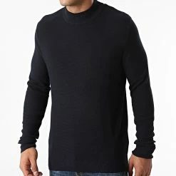 Nouveau ❤️ Pull Col Montant Clay Bleu Marine de Jack And Jones ✨