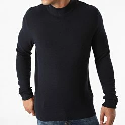 Nouveau ❤️ Pull Col Montant Clay Bleu Marine de Jack And Jones ✨ -Jack And Jones Soldes jack and jones 276926 12193331 NAVY BLAZER 20210806T150935 03