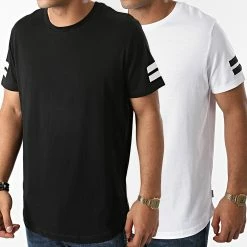 Vente flash 🎁 Lot De 2 Tee 👕 Shirts Boro Noir Blanc de Jack And Jones ⌛
