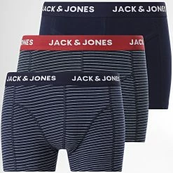 Remise 👍 Lot De 3 Boxers Peter Bleu Marine Noir de Jack And Jones 🤩