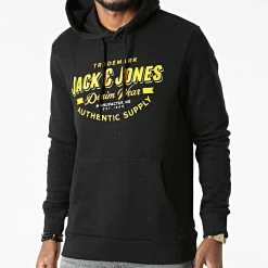 Meilleure vente ✨ Sweat Capuche Logo Noir de Jack And Jones 🤩