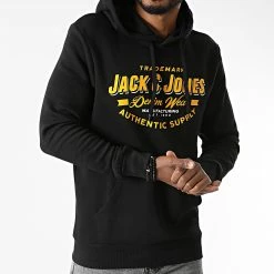 Meilleure vente ✨ Sweat Capuche Logo Noir de Jack And Jones 🤩 -Jack And Jones Soldes jack and jones 278051 12189736 BLACK 20210809T161214 03