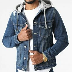 De gros 🧨 Veste Jean A Capuche Alvin Bleu Denim Gris Chiné de Jack And Jones 😉 -Jack And Jones Soldes jack and jones 278116 12183593 BLUE DENIM 20210820T140159 03