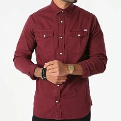 Tout neuf ⌛ Chemise Jean Manches Longues Sheridan Bordeaux de Jack And Jones 🎁 -Jack And Jones Soldes jack and jones 280407 12138115 PORT ROYALE 20210825T115043 03