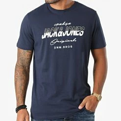 Bon marché 🎁 Tee 👕 Shirt Splits Bleu Marine de Jack And Jones ⭐ -Jack And Jones Soldes jack and jones 280504 12195760 NAVY BLAZER 20210825T112649 03