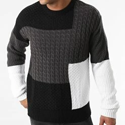 Grosses soldes 💯 Pull Connor Knit Gris Anthracite Noir Blanc de Jack And Jones 😉 -Jack And Jones Soldes jack and jones 280969 12192258 BLACK 20210827T153010 03