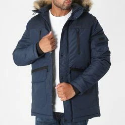 Meilleur prix 🎁 Parka Capuche Globe Bleu Marine de Jack And Jones 👏