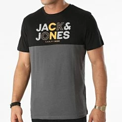 Vente flash 👏 Tee 👕 Shirt Steve Gris Anthracite Noir de Jack And Jones ⌛