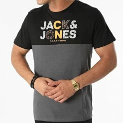 Vente flash 👏 Tee 👕 Shirt Steve Gris Anthracite Noir de Jack And Jones ⌛ -Jack And Jones Soldes jack and jones 283403 12197411 BLACK 20210913T152625 03
