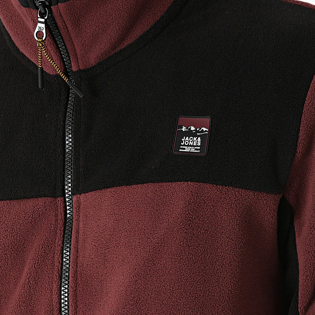 Nouveau 🛒 Veste Zippée Polaire Solar Bordeaux Noir de Jack And Jones 👏 2 Nouveau 🛒 Veste Zippée Polaire Solar Bordeaux Noir de Jack And Jones 👏 – Image 2