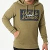De gros ✔️ Sweat Capuche Tapes Vert Kaki de Jack And Jones 🥰