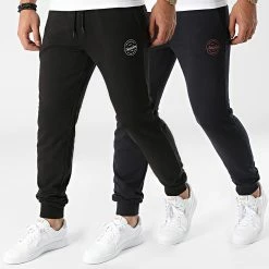 Le moins cher 🔥 Lot De 2 Pantalons Jogging Gordon Shark Noir Bleu Marine de Jack And Jones 😍