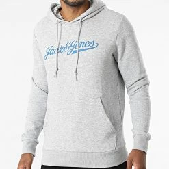 De gros 🎁 Sweat Capuche Imbus Gris Chiné de Jack And Jones 🌟