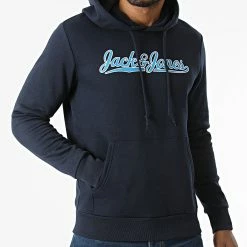 Tout neuf ❤️ Sweat Capuche Imbus Bleu Marine de Jack And Jones ✔️ -Jack And Jones Soldes jack and jones 287036 12188810 NAVY BLAZER 20211008T155700 03