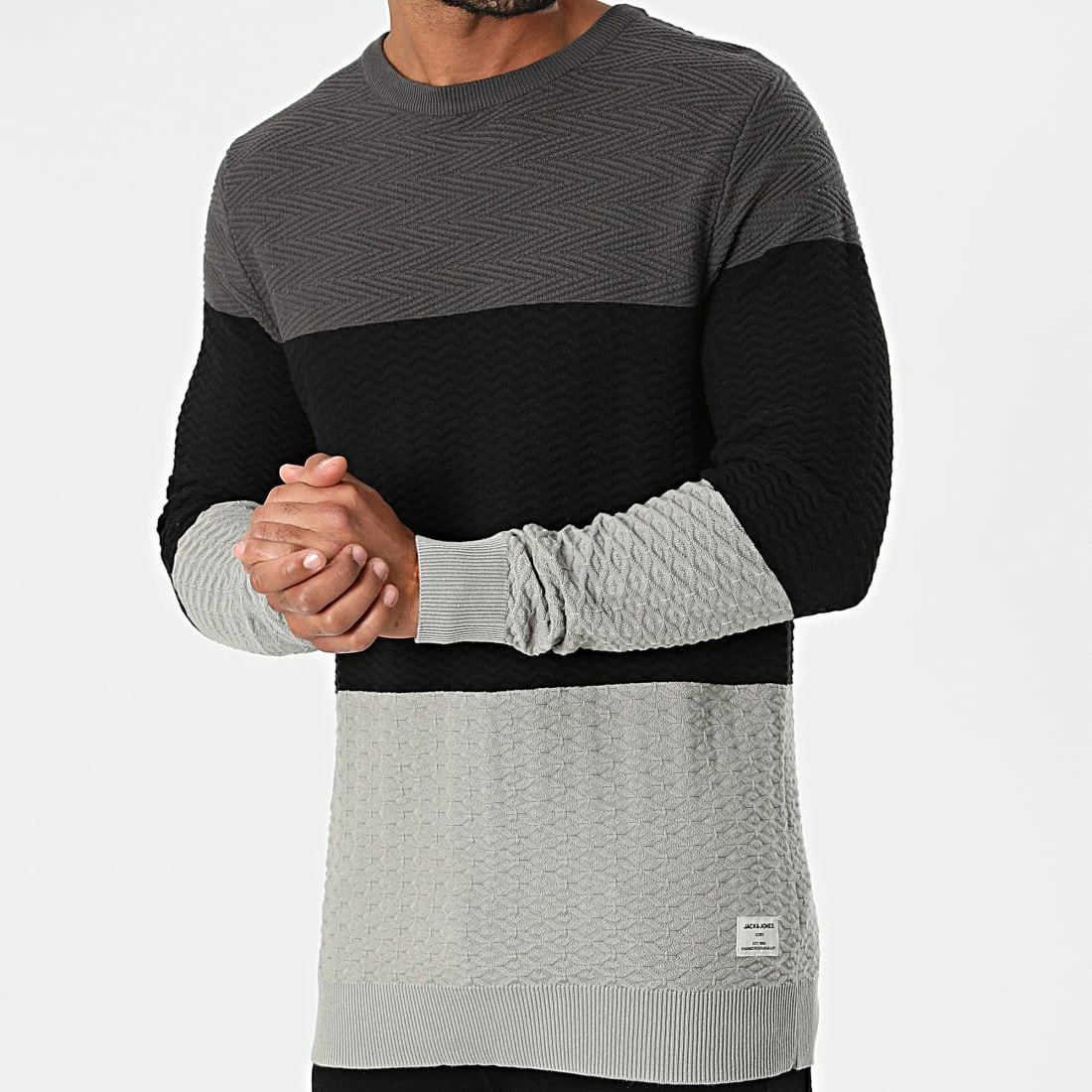 Tout neuf 😍 Pull Lawson Blocking Knit Gris Noir de Jack And Jones 🌟 3 Tout neuf 😍 Pull Lawson Blocking Knit Gris Noir de Jack And Jones 🌟 – Image 3
