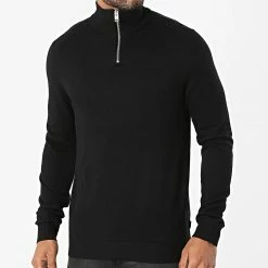 De gros 🥰 Pull Col Montant Emil Noir de Jack And Jones 👏