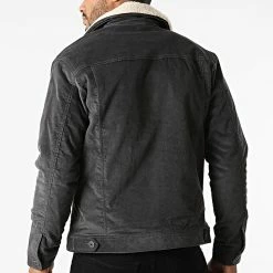 Nouveau 🌟 Veste Velours Col Mouton Alvin Sherpa Corduroy Gris Anthracite de Jack And Jones 🔥 -Jack And Jones Soldes jack and jones 287087 12194295 ASPHALT 20211007T151041 04