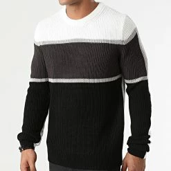 Coupon 💯 Pull Delfield Noir Blanc Gris de Jack And Jones 🌟