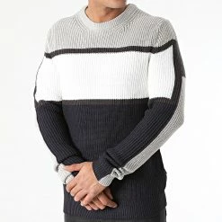 De gros ⭐ Pull Delfield Bleu Marine Gris Blanc de Jack And Jones 😀 -Jack And Jones Soldes jack and jones 288731 12197935 LIGHT GREY MEL 20211020T155403 03