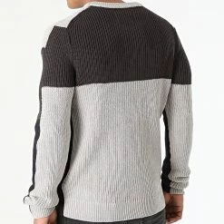 De gros ⭐ Pull Delfield Bleu Marine Gris Blanc de Jack And Jones 😀 -Jack And Jones Soldes jack and jones 288731 12197935 LIGHT GREY MEL 20211020T155404 04