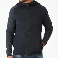 Promo 🌟 Sweat Zippé Capuche Grady Knit 12192114 Bleu Marine de Jack And Jones ✔️ -Jack And Jones Soldes jack and jones 289507 12192114 NAVY BLAZER 20211027T143758 03