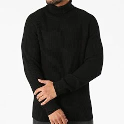 Sortie 🎁 Pull Col Roulé Pannel Knit Roll Noir de Jack And Jones 🧨 -Jack And Jones Soldes jack and jones 289515 12189963 BLACK 20211027T142110 03