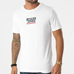 Promo ✨ Tee 👕 Shirt Delfield Logo 12198089 Blanc de Jack And Jones ✔️