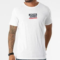 Promo ✨ Tee 👕 Shirt Delfield Logo 12198089 Blanc de Jack And Jones ✔️ -Jack And Jones Soldes jack and jones 289600 12198089 WHITE 20211027T143510 03