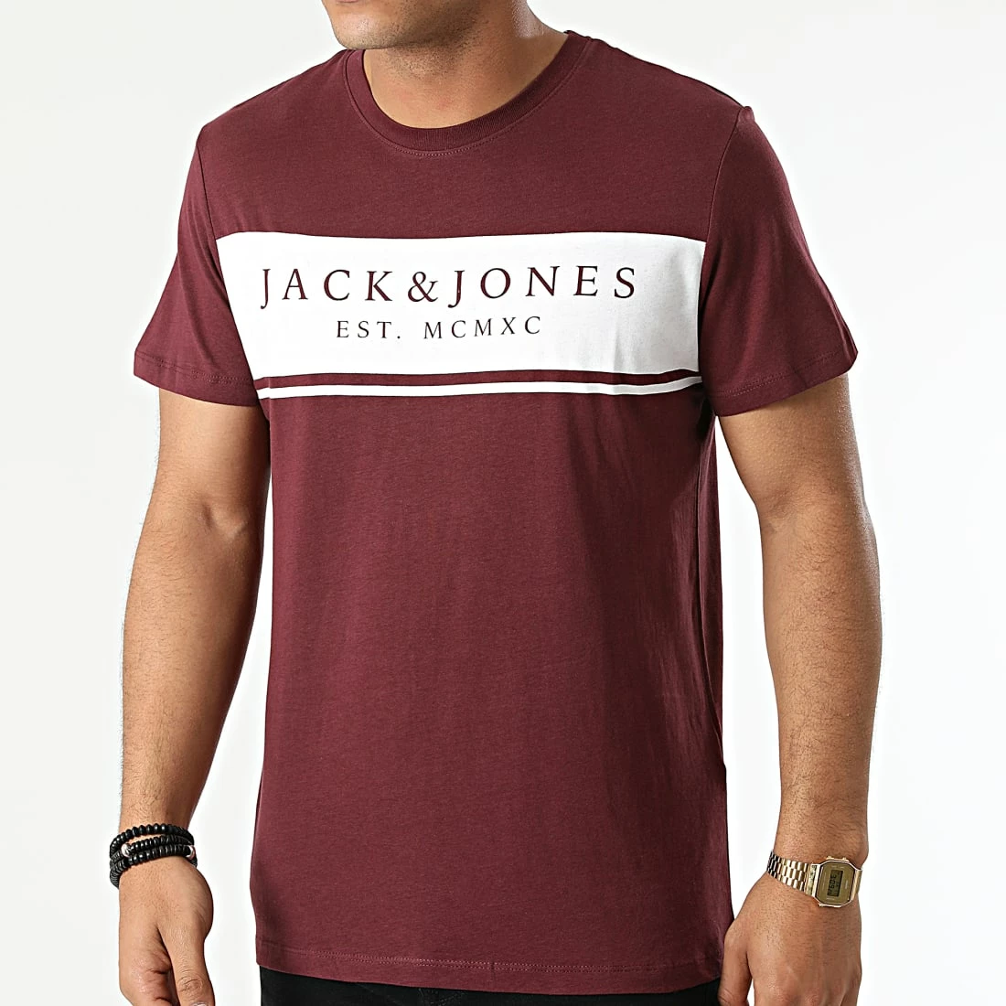 Bon marché 👍 Tee 👕 Shirt River Bordeaux de Jack And Jones ⭐ 1 Bon marché 👍 Tee 👕 Shirt River Bordeaux de Jack And Jones ⭐