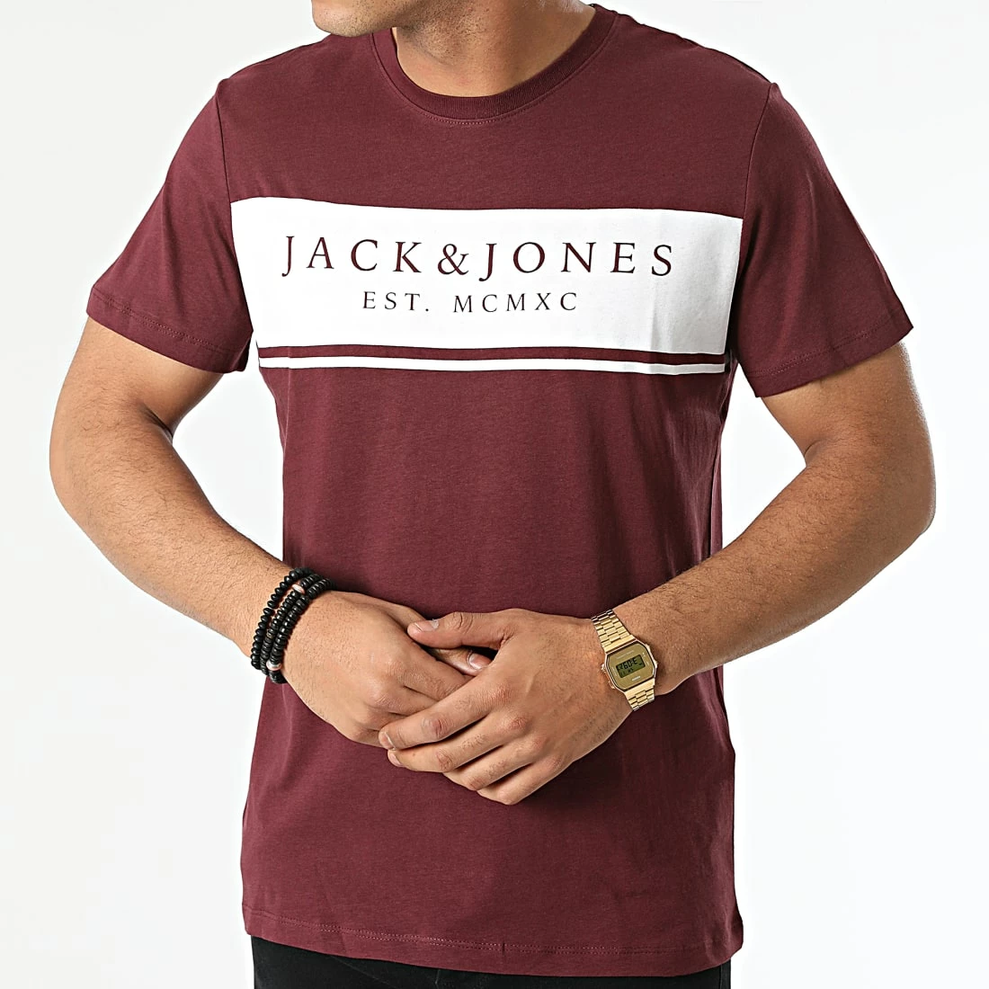 Bon marché 👍 Tee 👕 Shirt River Bordeaux de Jack And Jones ⭐ 3 Bon marché 👍 Tee 👕 Shirt River Bordeaux de Jack And Jones ⭐ – Image 3