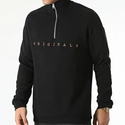 Nouveau 🎉 Sweat Col Zippé Copenhagen Noir de Jack And Jones 👏