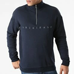 Sortie 🎉 Sweat Col Zippé Copenhagen Bleu Marine de Jack And Jones 💯 -Jack And Jones Soldes jack and jones 290847 12199078 NAVY BLAZER 20211110T144641 03