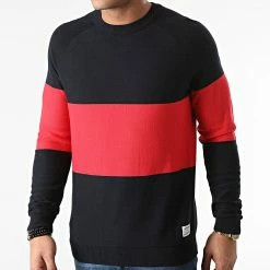 Tout neuf ❤️ Sweat Crewneck Shawn Bleu Marine Rouge de Jack And Jones 🔥