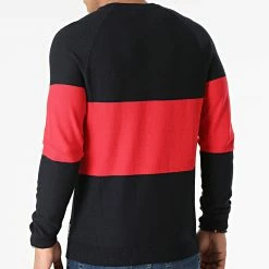 Tout neuf ❤️ Sweat Crewneck Shawn Bleu Marine Rouge de Jack And Jones 🔥 -Jack And Jones Soldes jack and jones 290876 12192981 RIBBON RED 20211110T144700 04