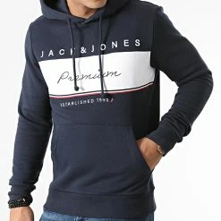 Promo 🛒 Sweat Capuche Blablow Bleu Marine de Jack And Jones 😍 -Jack And Jones Soldes jack and jones 291597 12206516 NAVY BLAZER 20211115T150647 03