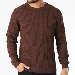 Nouveau 🎁 Pull Blawinter Cable Marron Chiné de Jack And Jones ✨ -Jack And Jones Soldes jack and jones 291621 12200105 COWHIDE TWISTED W 20211116T135942 03