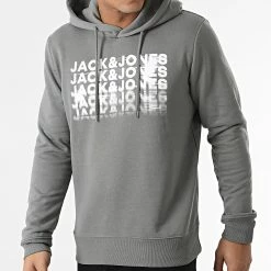 Budget ✔️ Sweat Capuche Dust Logo Gris de Jack And Jones 🔔