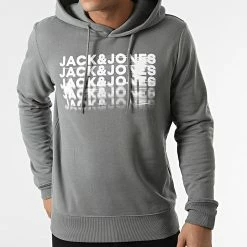 Budget ✔️ Sweat Capuche Dust Logo Gris de Jack And Jones 🔔 -Jack And Jones Soldes jack and jones 291716 12198555 SEDONA SAGE 20211115T152943 03
