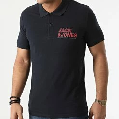 Meilleure vente ⭐ Polo Manches Courtes Floki Bleu Marine de Jack And Jones 😉
