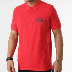 Grosses soldes 😍 Polo Manches Courtes Floki Rouge de Jack And Jones ⭐