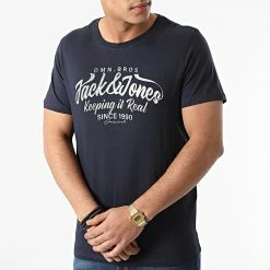 Meilleure vente 🎁 Tee 👕 Shirt Gerald Bleu Marine de Jack And Jones ✨ -Jack And Jones Soldes jack and jones 292053 12206707 NAVY BLAZER 20211118T123109 03