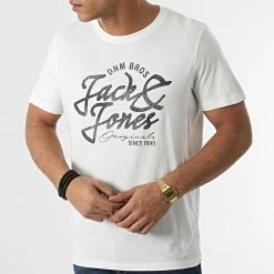 Meilleure vente 🌟 Tee 👚 Shirt Gerald Blanc de Jack And Jones ✔️ -Jack And Jones Soldes jack and jones 292057 12206707 CLOUD DANCER 20211118T122351 03