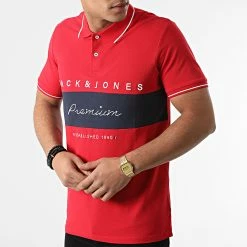 Sortie 🔥 Polo Manches Courtes Bladuo Rouge de Jack And Jones 🎁 -Jack And Jones Soldes jack and jones 292068 12206515 TANGO RED 20211118T123851 03