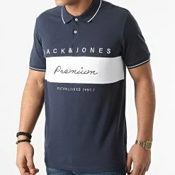 De gros ✔️ Polo Manches Courtes Bladuo Bleu Marine de Jack And Jones ⭐